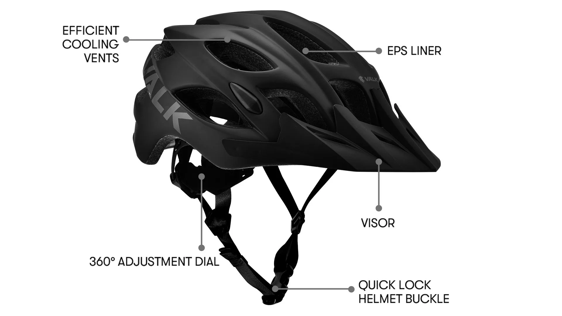 Adjustable Mountain Bike Helmet - Black