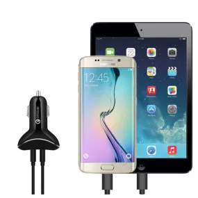 Color: BLACK - Triple Source Car Charger 2x USB And Type C Ports