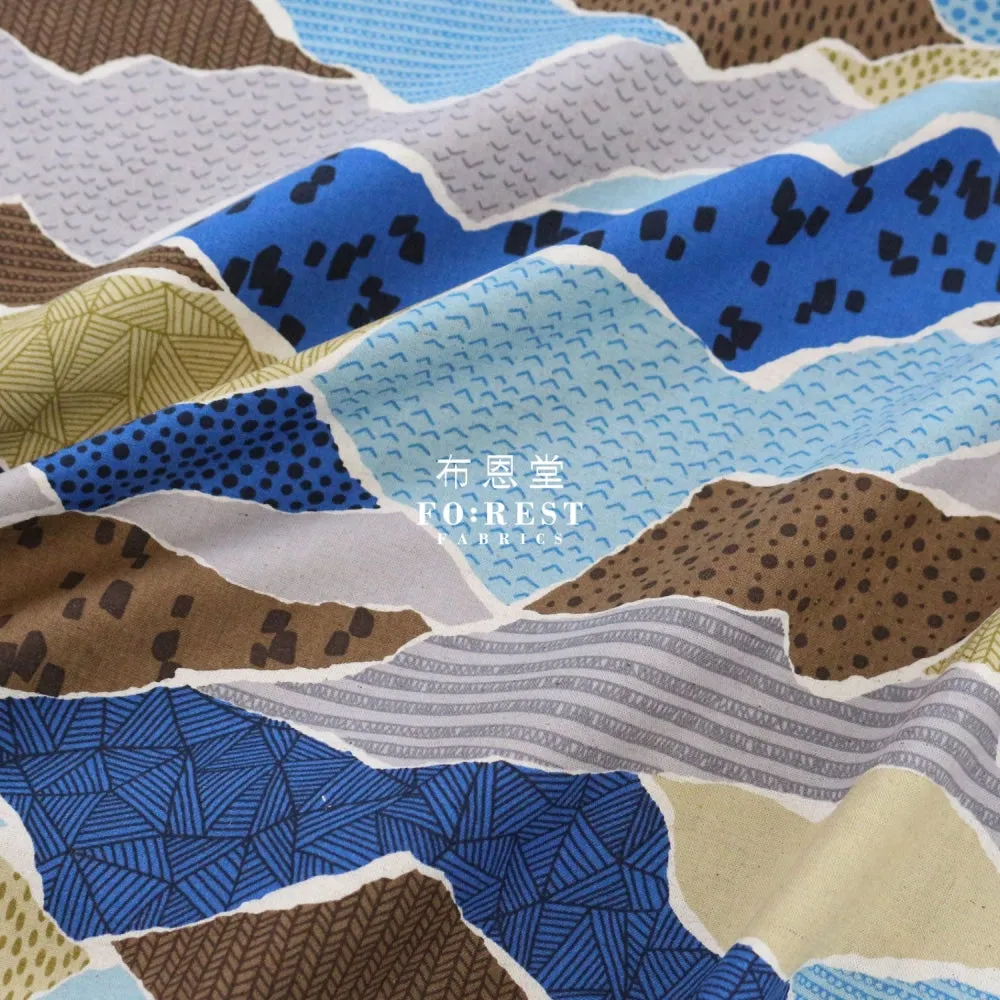 cotton linen - Mountain fabric Blue