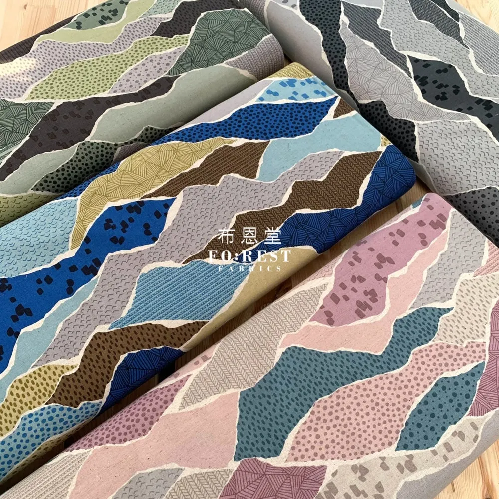 cotton linen - Mountain fabric Blue