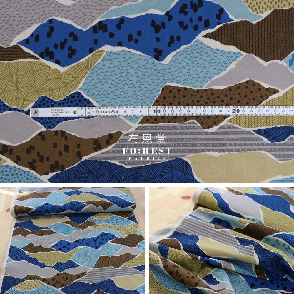 cotton linen - Mountain fabric Blue
