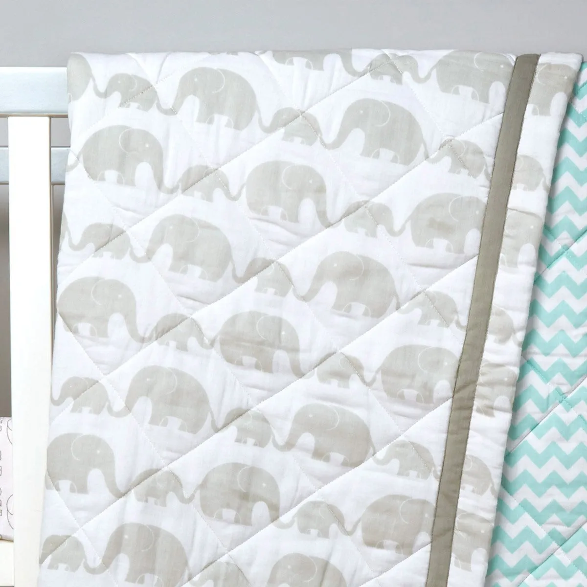Elephant Parade Grey Soft Quilt Blanket For Babies  | Cotton | 42 x 42 Inches