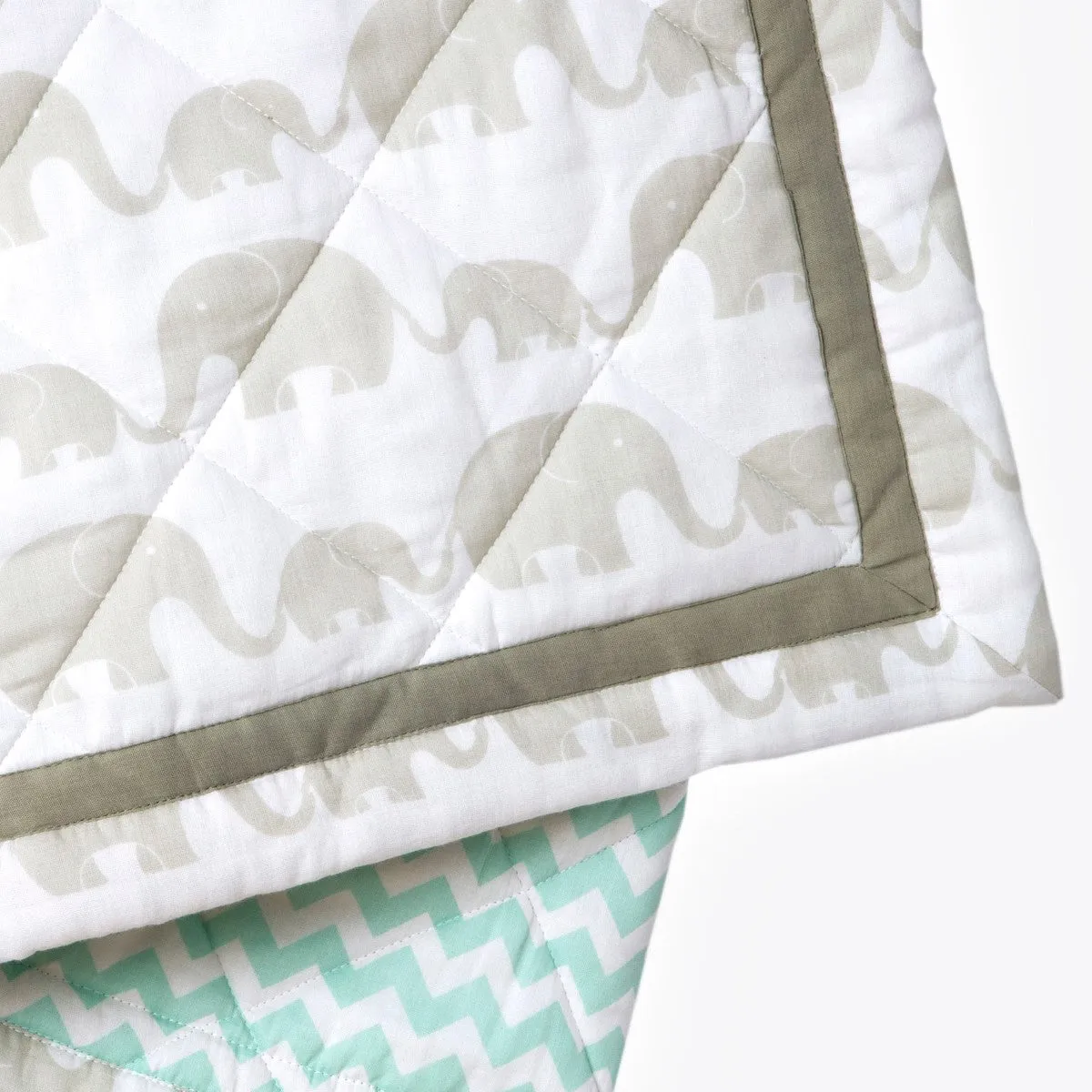 Elephant Parade Grey Soft Quilt Blanket For Babies  | Cotton | 42 x 42 Inches