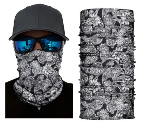 G197 Black & White Paisley Gaiter Mask