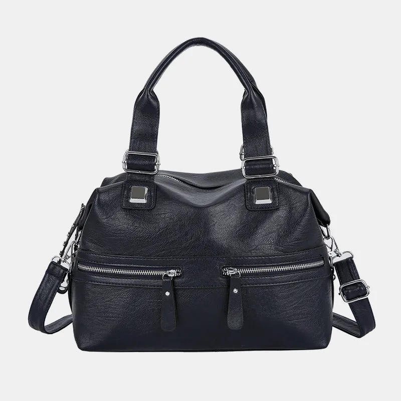 Large Capacity Durable Vintage Soft Leather Tote Bag