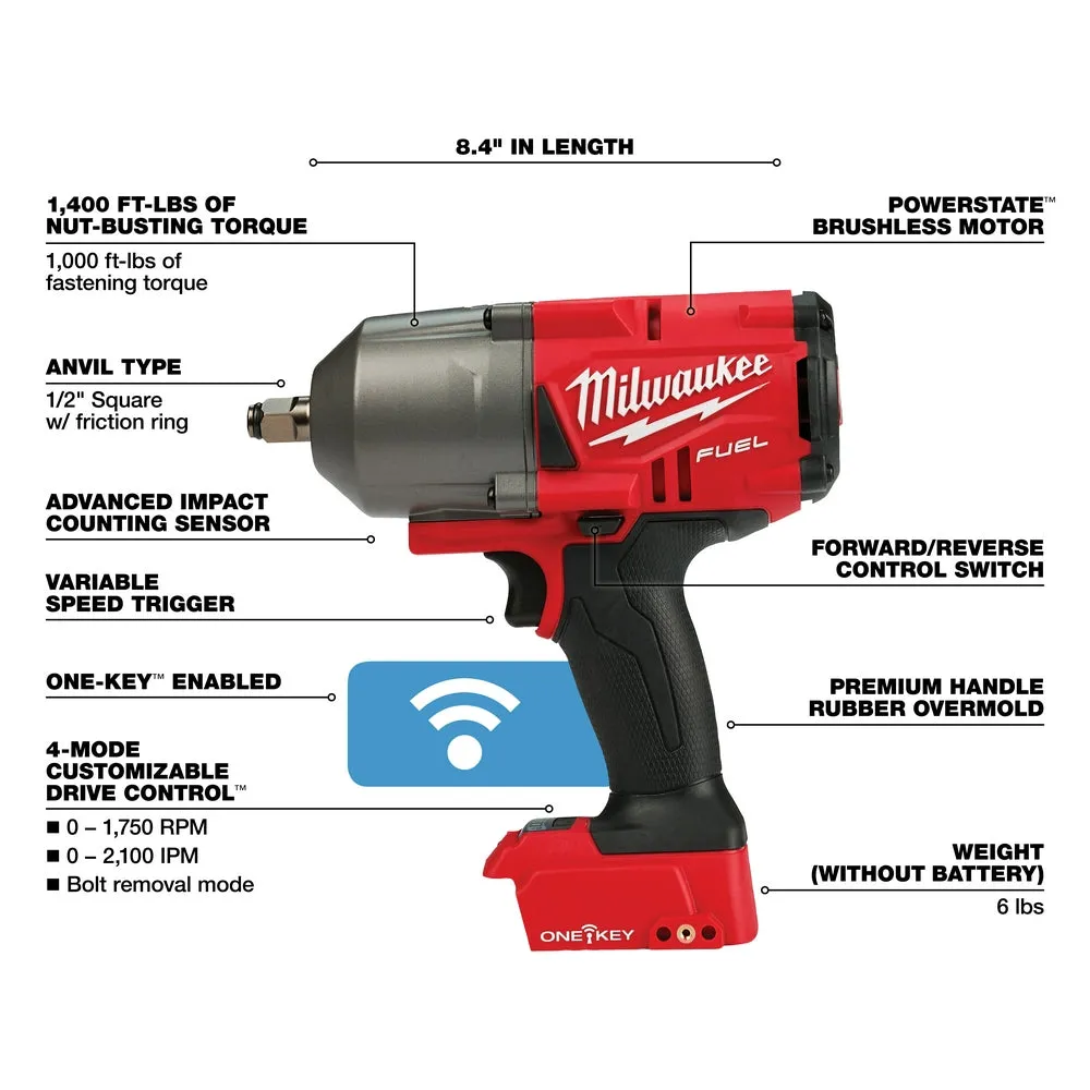 Milwaukee 2863-20 M18 FUEL 18V 1/2-Inch Friction Ring Impact Wrench - Bare Tool