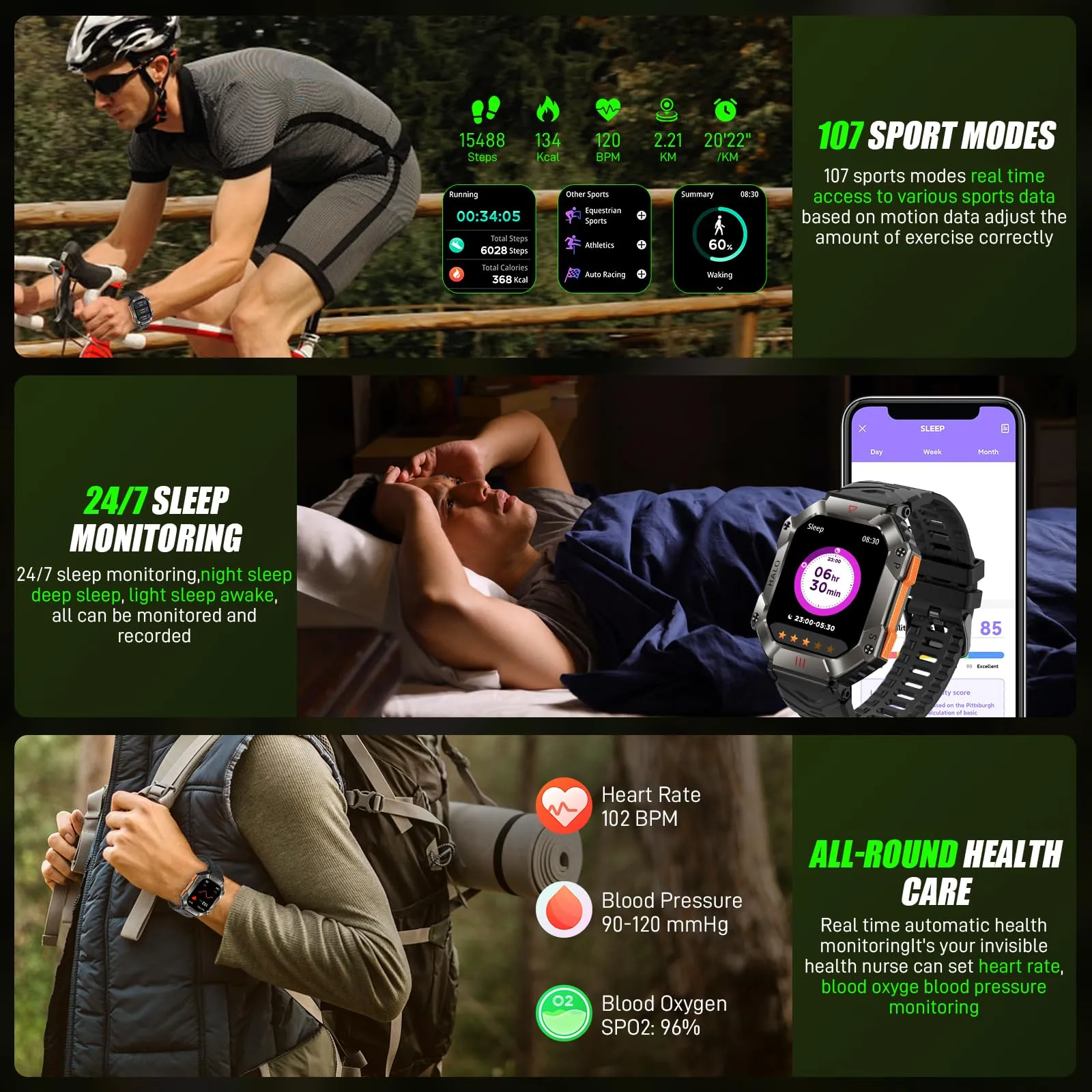 New Waterproof Outdoor Smartwatch with Bluetooth Call, Compass, Real-time Barometer and Altitude Detection
