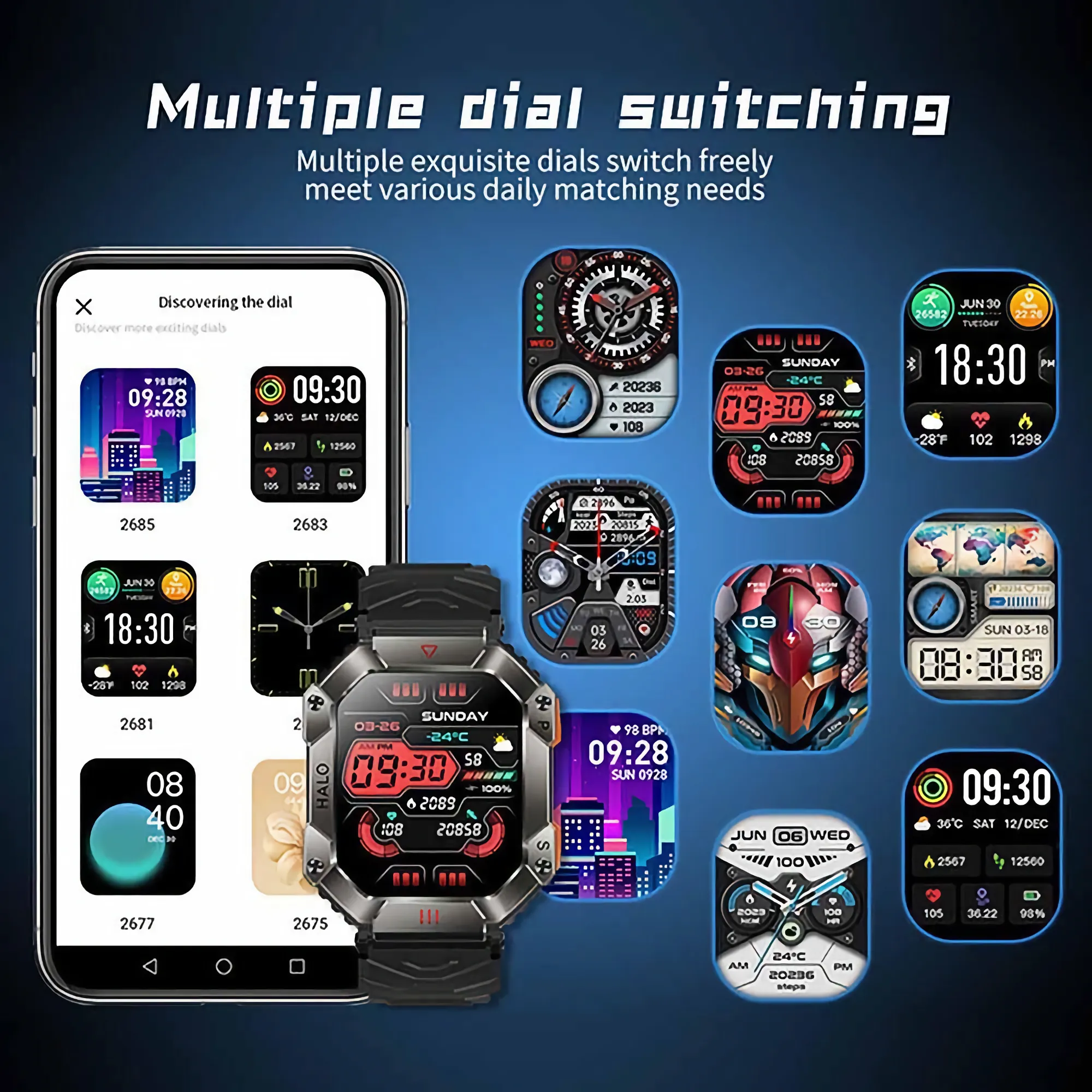 New Waterproof Outdoor Smartwatch with Bluetooth Call, Compass, Real-time Barometer and Altitude Detection