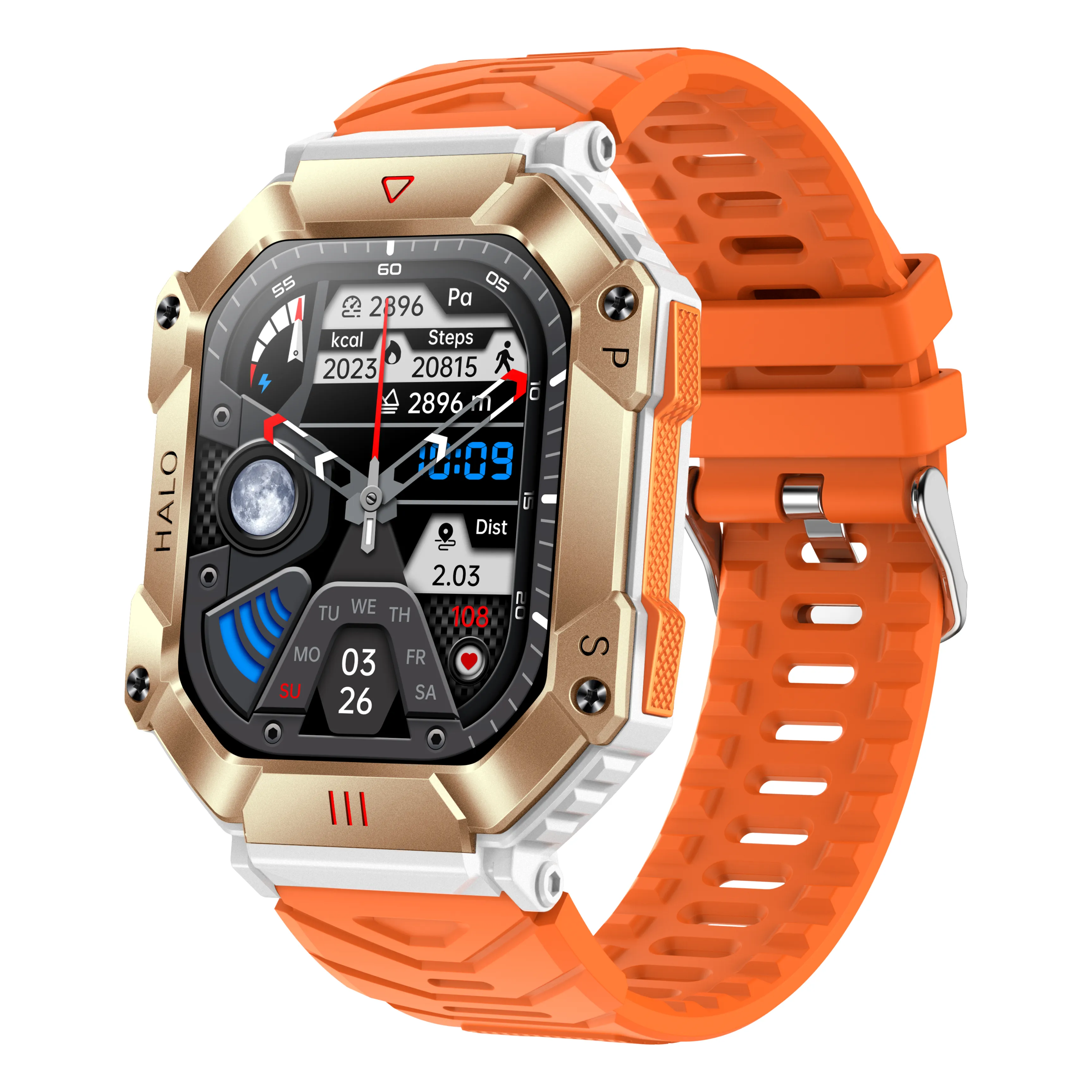New Waterproof Outdoor Smartwatch with Bluetooth Call, Compass, Real-time Barometer and Altitude Detection
