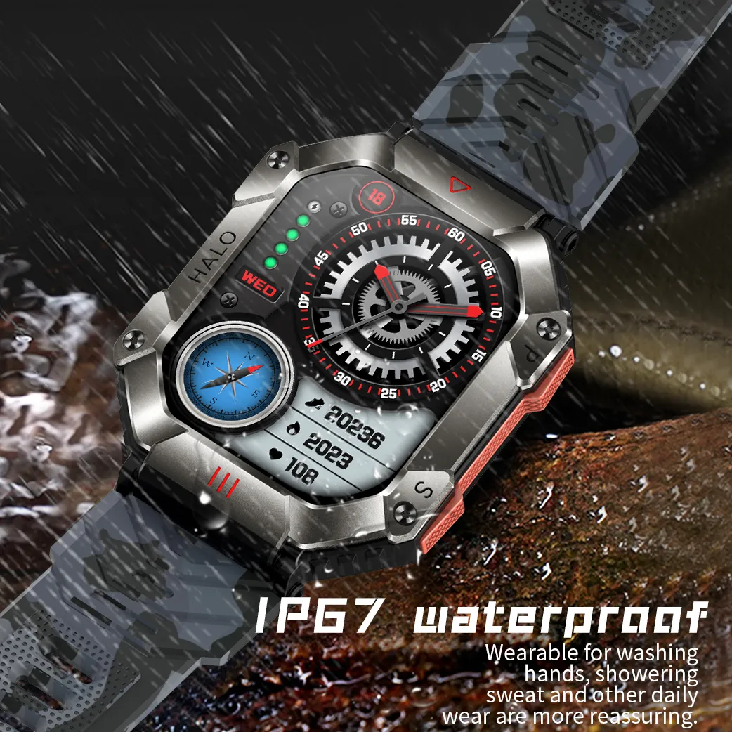 New Waterproof Outdoor Smartwatch with Bluetooth Call, Compass, Real-time Barometer and Altitude Detection