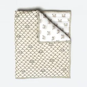 Peekaboo Panda Grey Soft Quilt Blanket For Babies  | Cotton | 42 x 42 Inches