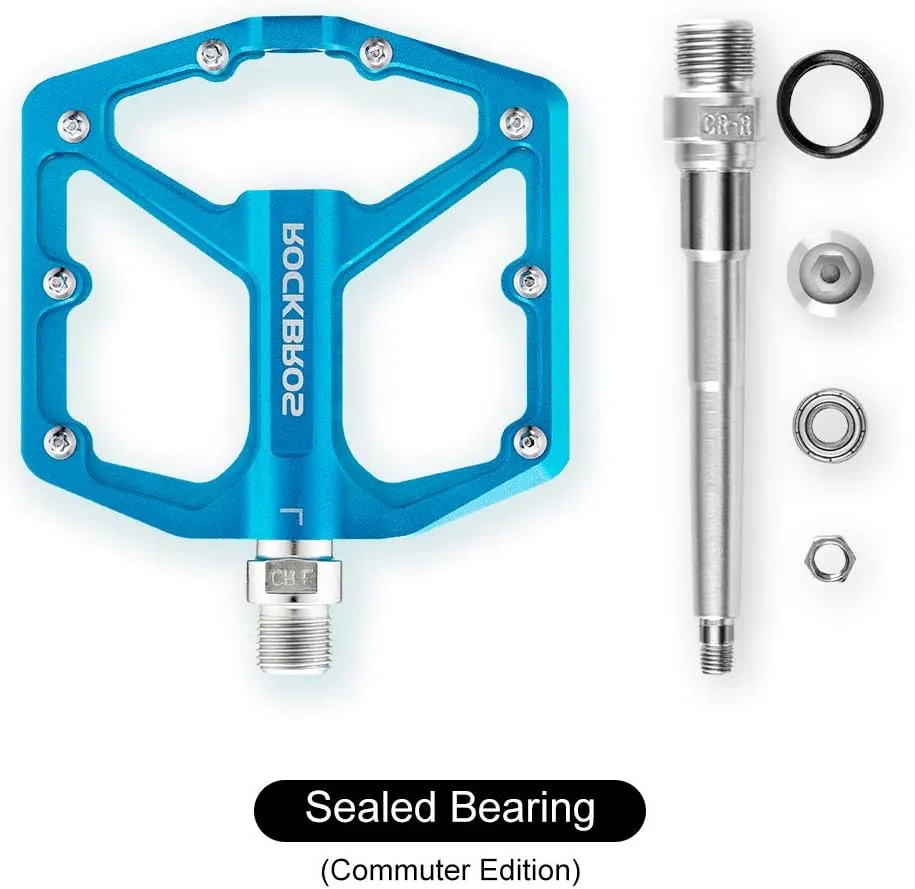 ROCKBROS Bike Pedals Lightweight Aluminum Platform 9/16'' Sealed Bearing