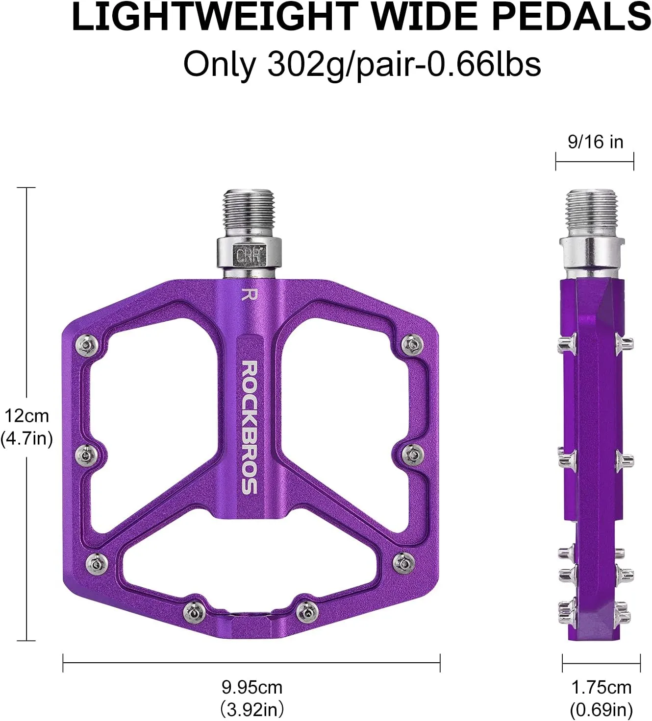 ROCKBROS Bike Pedals Lightweight Aluminum Platform 9/16'' Sealed Bearing