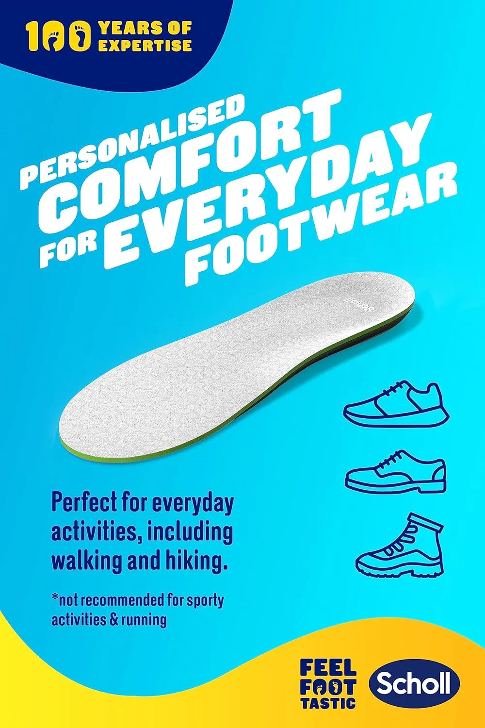 Scholl LiquiFlex Extra Support Insoles provide cushioning, arch support, shock absorption, and odor control for comfortable everyday wear, especially for men with high arches - Free Shipping Worldwide