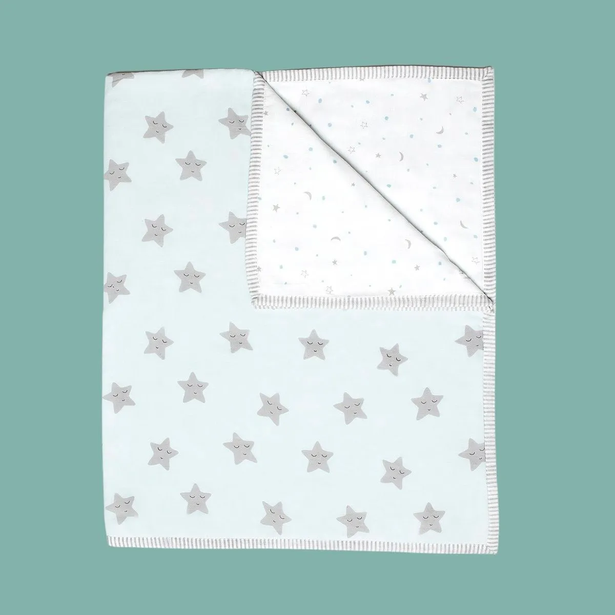 Sleepy Star Blue Soft Dohar Blanket For Babies | Nursery Essential | Cotton