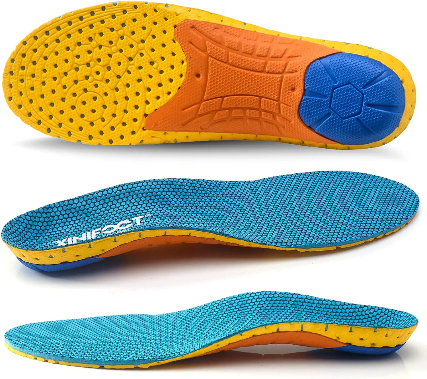 XINIFOOT 2 Pairs Professional Plantar Fasciitis Shoe Insoles Running Insoles High Elastic Cushioning