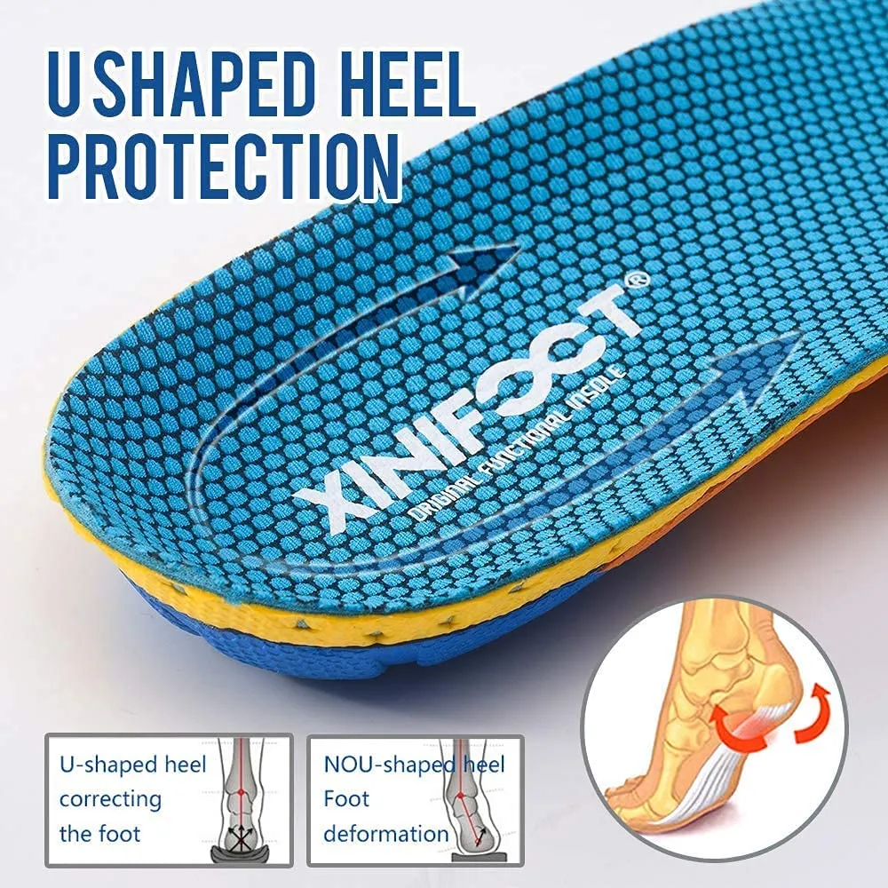 XINIFOOT 2 Pairs Professional Plantar Fasciitis Shoe Insoles Running Insoles High Elastic Cushioning